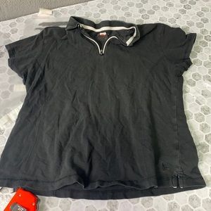 Danskin Now Medium Black Short Sleeve Collared Polo T Shirt